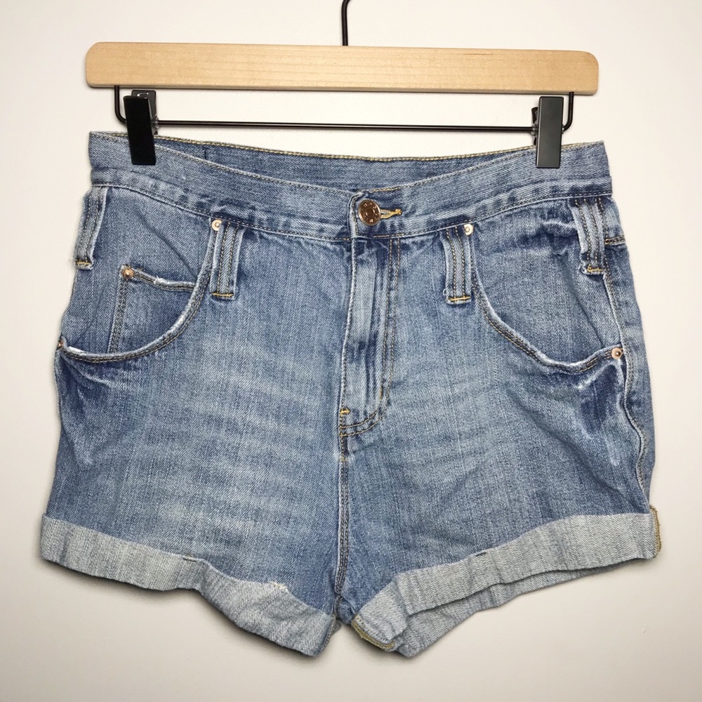 BDG High Waisted Roll Up Jean Denim Shorts